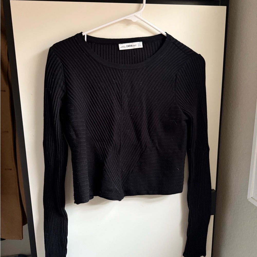 Zara Black Ribbed Women's Top